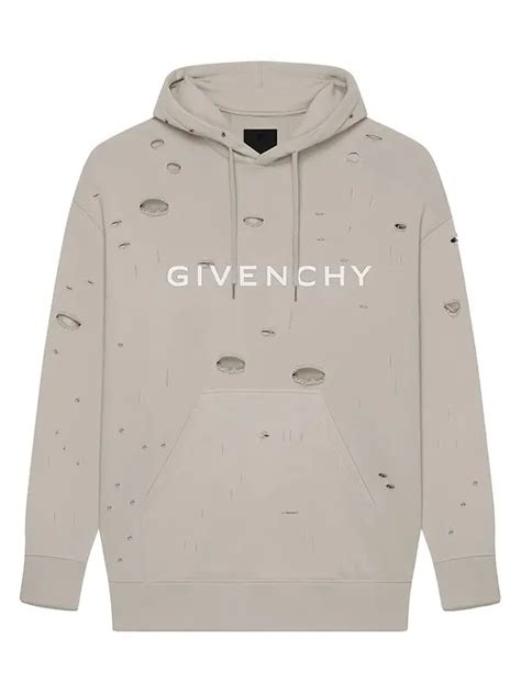 GIVENCHY overlapped hoodie in destroyed fleece 